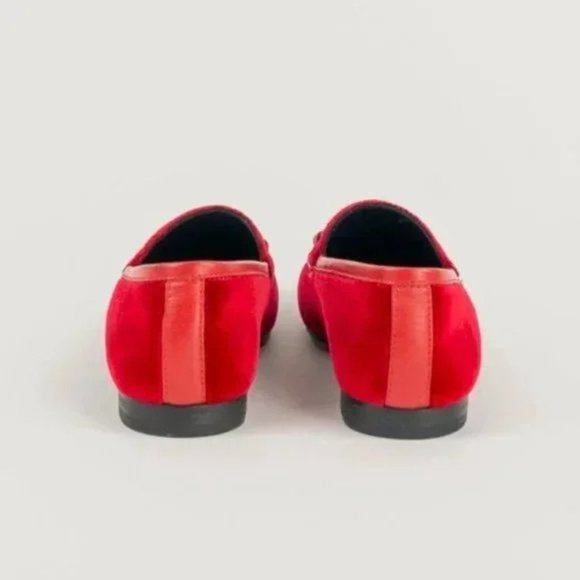Gucci Jordaan Red Velvet Bit Loafers - Picture 3 of 6